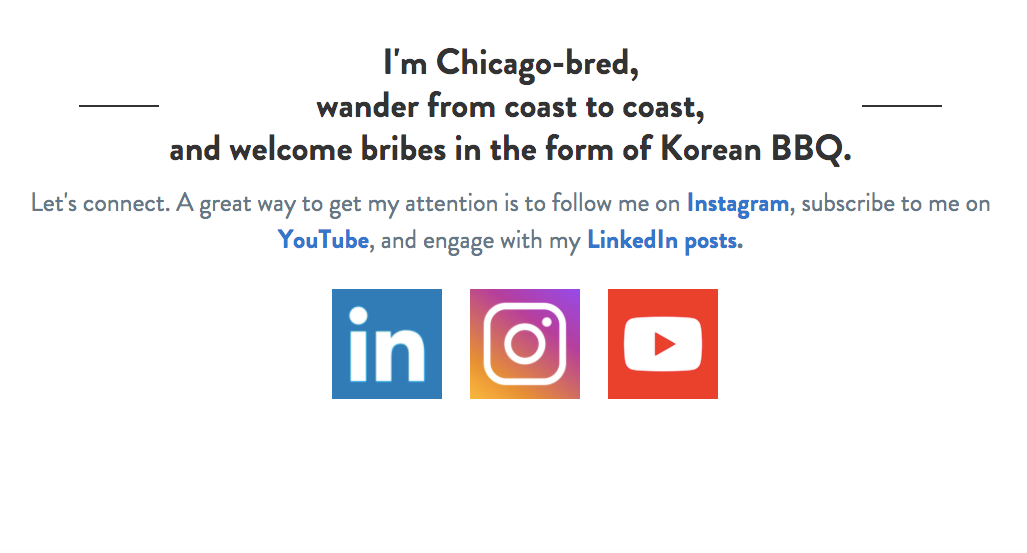 A Strikingly user highlighting on his website the most suitable social media platforms to follow him on A Strikingly user highlighting on his website the most suitable social media platforms to follow him on